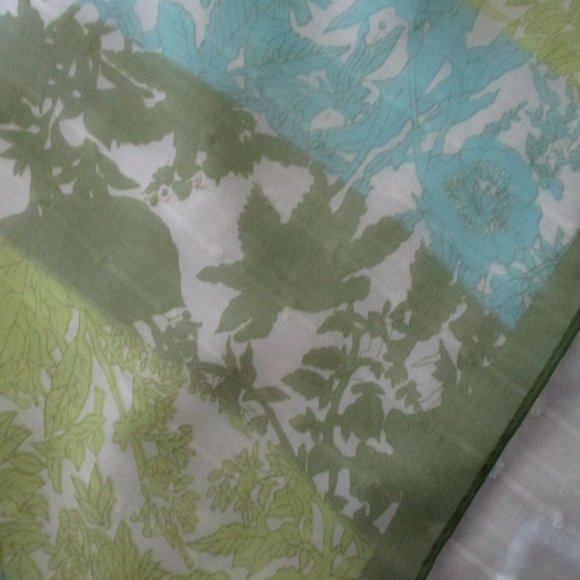 1960s sheer green & blue scarf - Picture 6 of 6